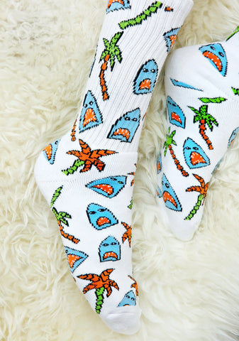Anne Freeman Shark Attack Crew Socks