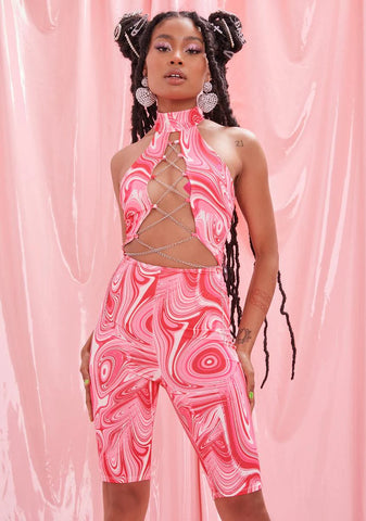 Simmer Down Lace Up Romper