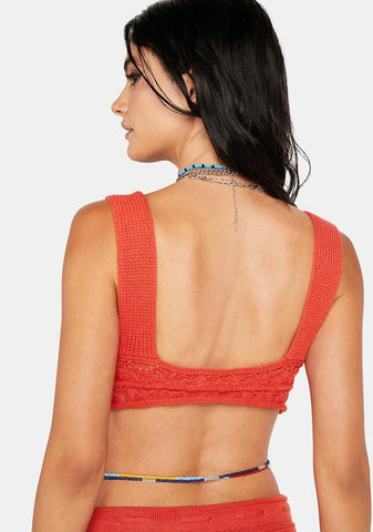 Crimson Follow The Bliss Crochet Top