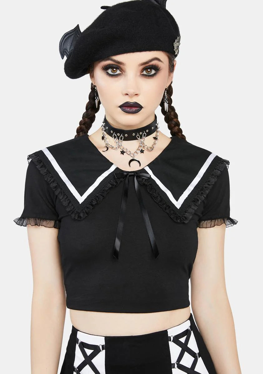 Too Clingy Collared Crop Top