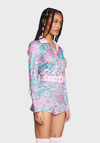 Modern Love Floral Romper - Pink/Blue