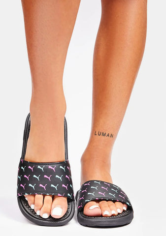 Black Cool Cat Bold Slide Sandals