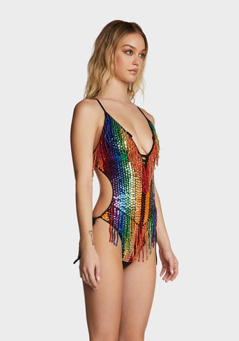 Rainbow Sequin Bodysuit