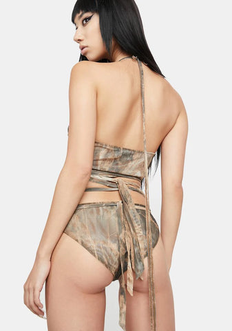 Atmosphere Rockslide Print Wrap Lingerie Set