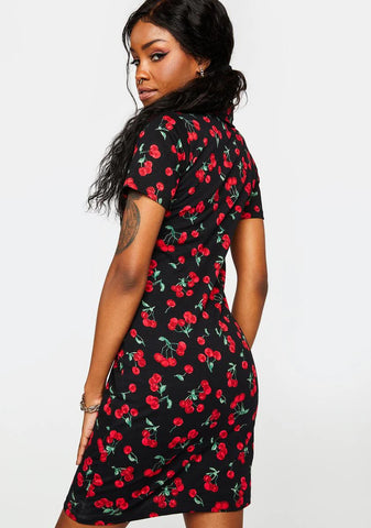 Cherries Black Jeeves Mini Dress