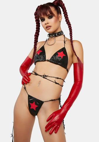 Red Latex Opera Gloves