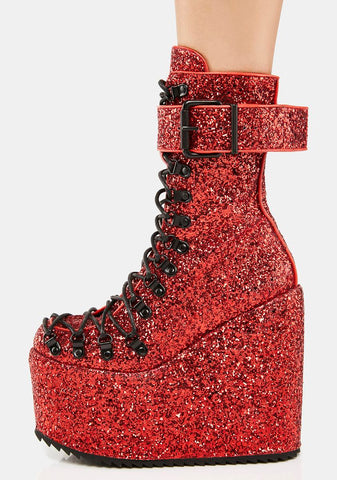 Red Glitter Traitor Boots