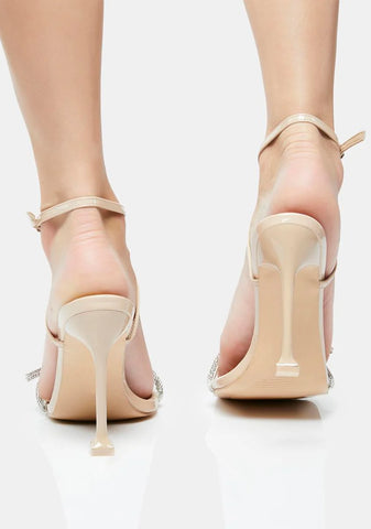 Nude Glitter Rhinestone Heels