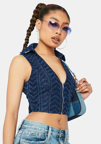 Y2K Realness Denim Corset Top