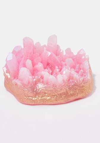 Pink Aura Quartz Gold Dipped Candle