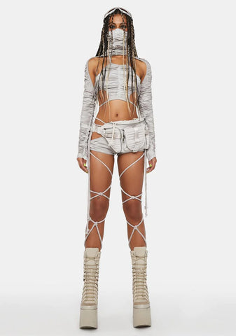 Compression Ruched Shrug & Halter Set