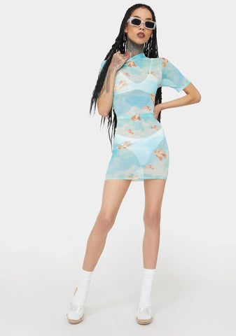 Sky Earn My Wings Mesh Dress