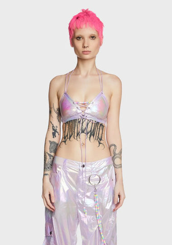 Ace Of Bass Lace-Up Bra Top - Lavender