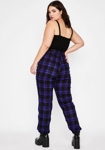 Plum Bad Misconduct Plaid Joggers