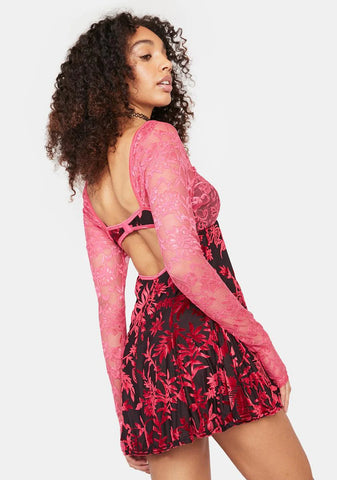 Watermelon Sugar Velvet Mini Dress