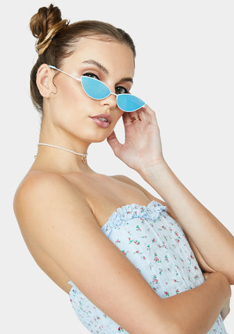 White Almond Wire Frame Sunglasses