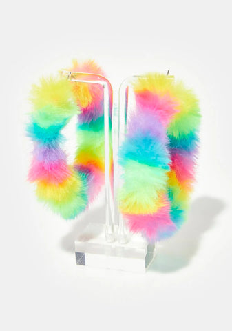 Neon Hearted Fuzzy Earrings