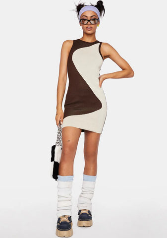 Wavy Knit Mini Dress