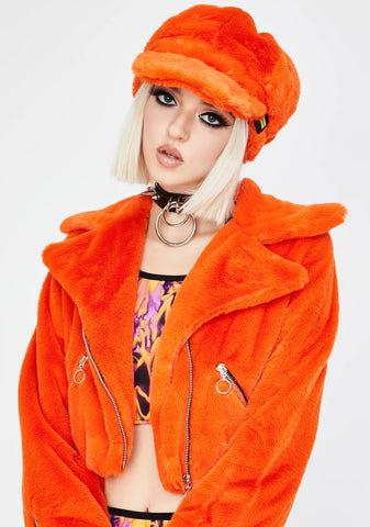 PurrPurr Faux Fur Paperboy Cap