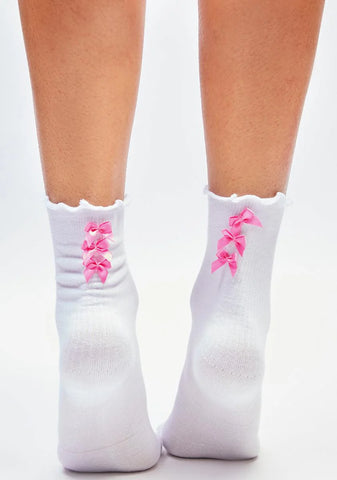Angel All Dolled Up Bow Crew Socks