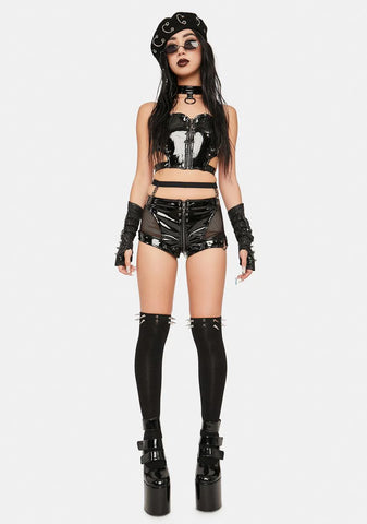 Tucked Away PVC Waist Belt Shorts