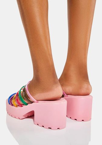 Strappy Rainbow Platform Sandals