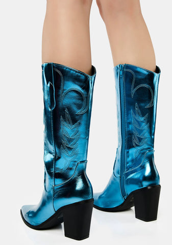 Turquoise Got Range Metallic Cowboy Boots