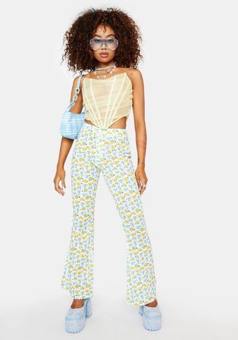 Cute Behavior Floral Crop Pants