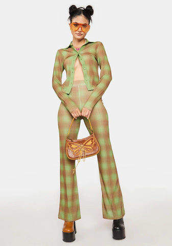 Checkered Flare Pants