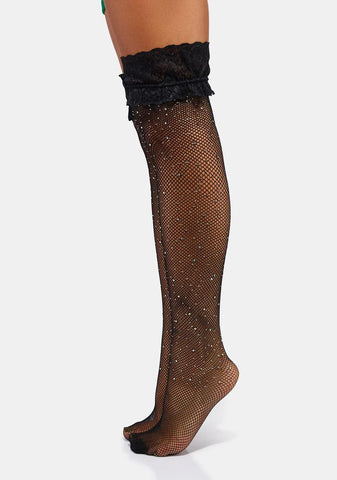 Awestruck Me Rhinestone Thigh Highs