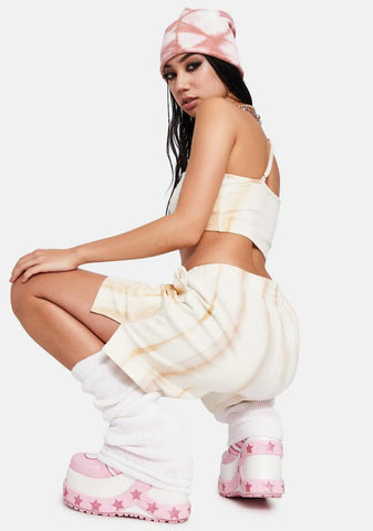 Tan Tie Dye Lounge Shorts