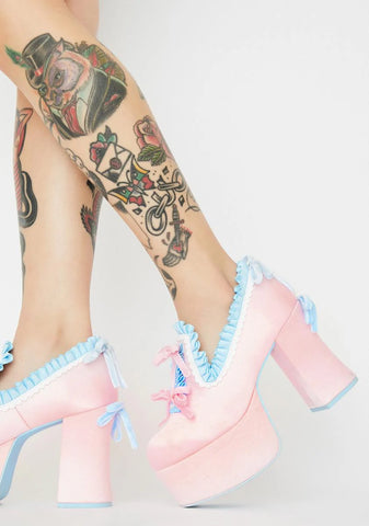 Bisou Baby Platform Heels - Pink/Blue