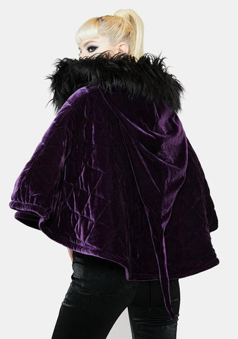 Violet Quilted Velvet Cloak