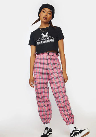 Baby Meet Ur Match Plaid Cargo Joggers