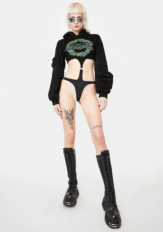 Green Airbrush Techno Hoodie Bodysuit