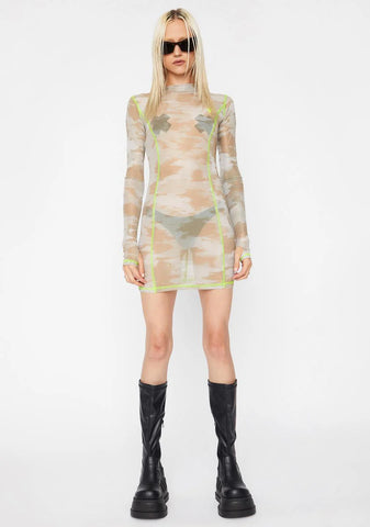 Reverb Desert Camo Mesh Dress