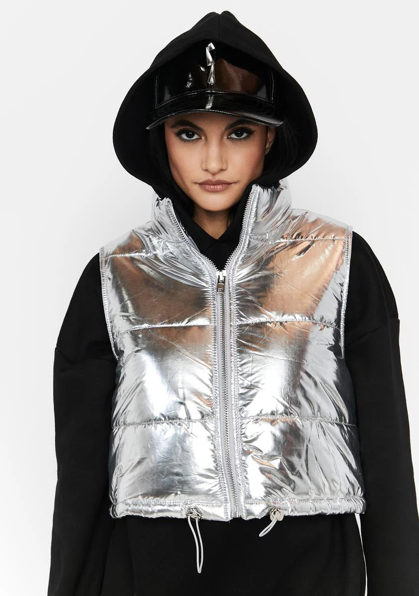 Silver Absolutely True Puffer Vest