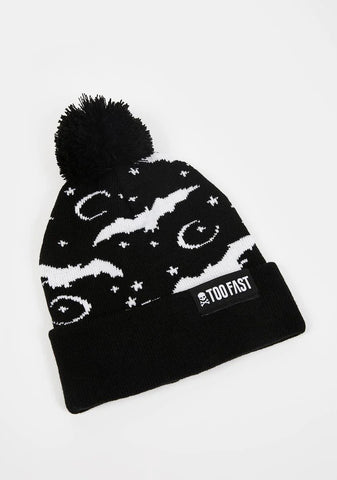 Bat And Moon Knit Beanie
