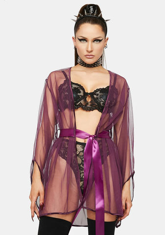 Sydney Sheer Satin Tie Robe