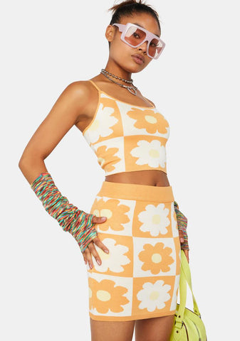 Tangy Lazy Daisy Skirt Set