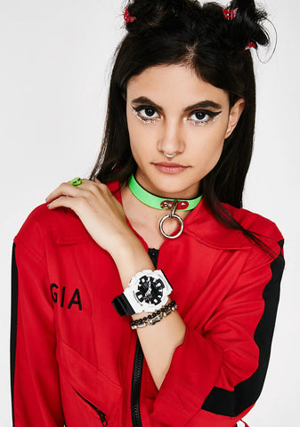 White With Black Band Watch