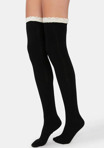 Modern Flirt 2-Pack Thigh High Sock Set - Black/Wine