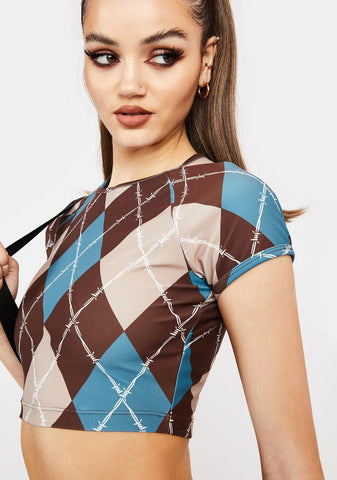 Beware Of Baddie Argyle Crop Top