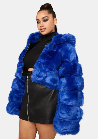 Plus Blue Gracelle Faux Fur Coat