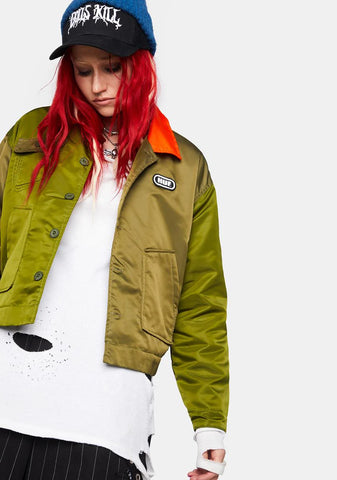 Olive Flight Crop Jacket