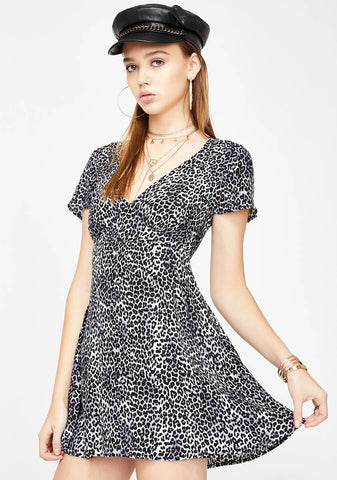 Grey Leopard Elara Dress