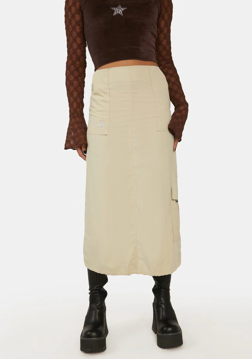 Y2k Long Cargo Skirt