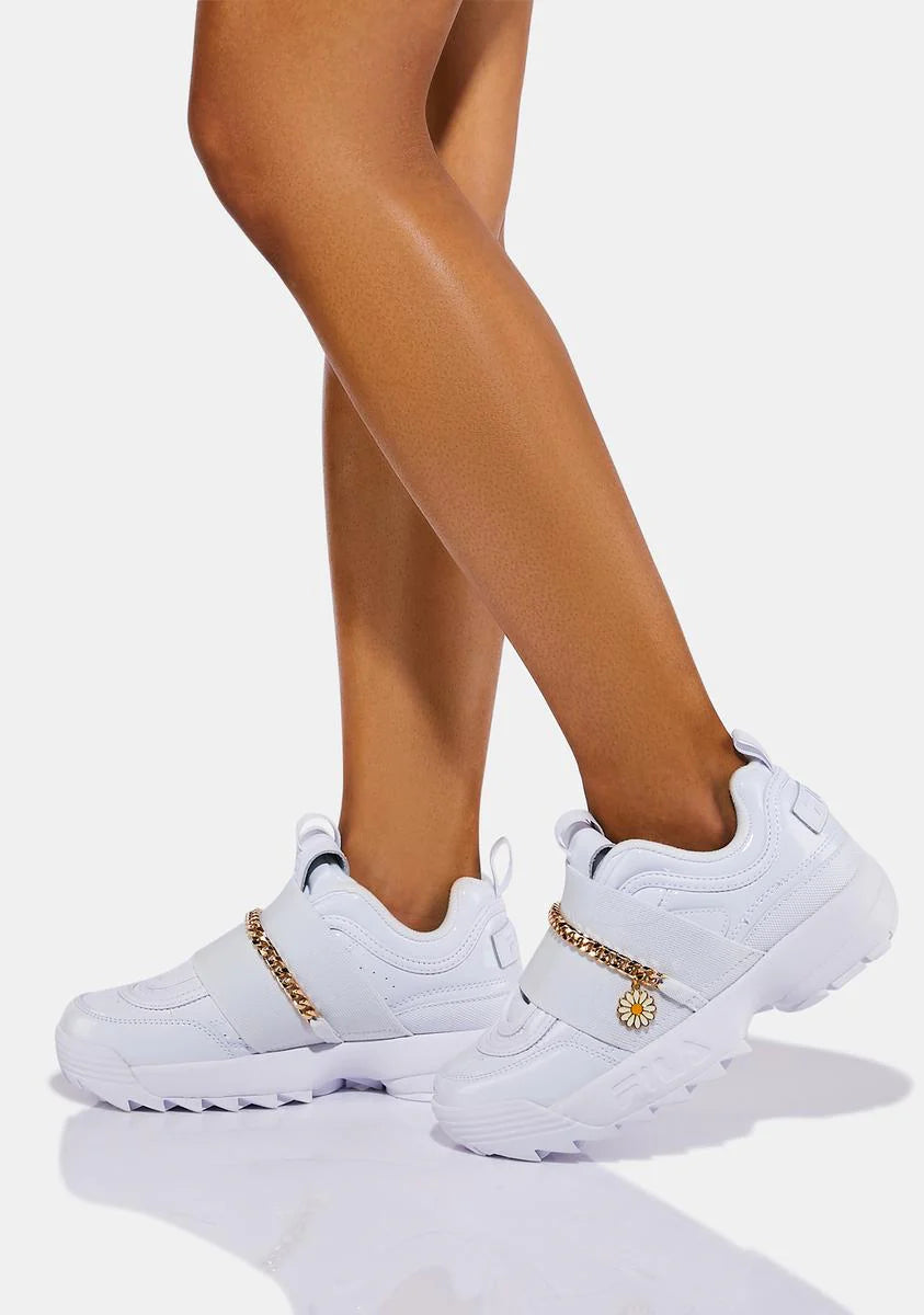 White Disruptor II Metal Chain Sneakers