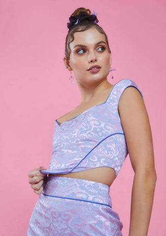 Stole The Show Jacquard Bustier Top