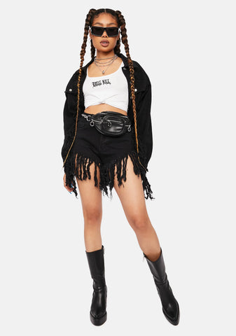 Not That Innocent Fringe Denim Shorts